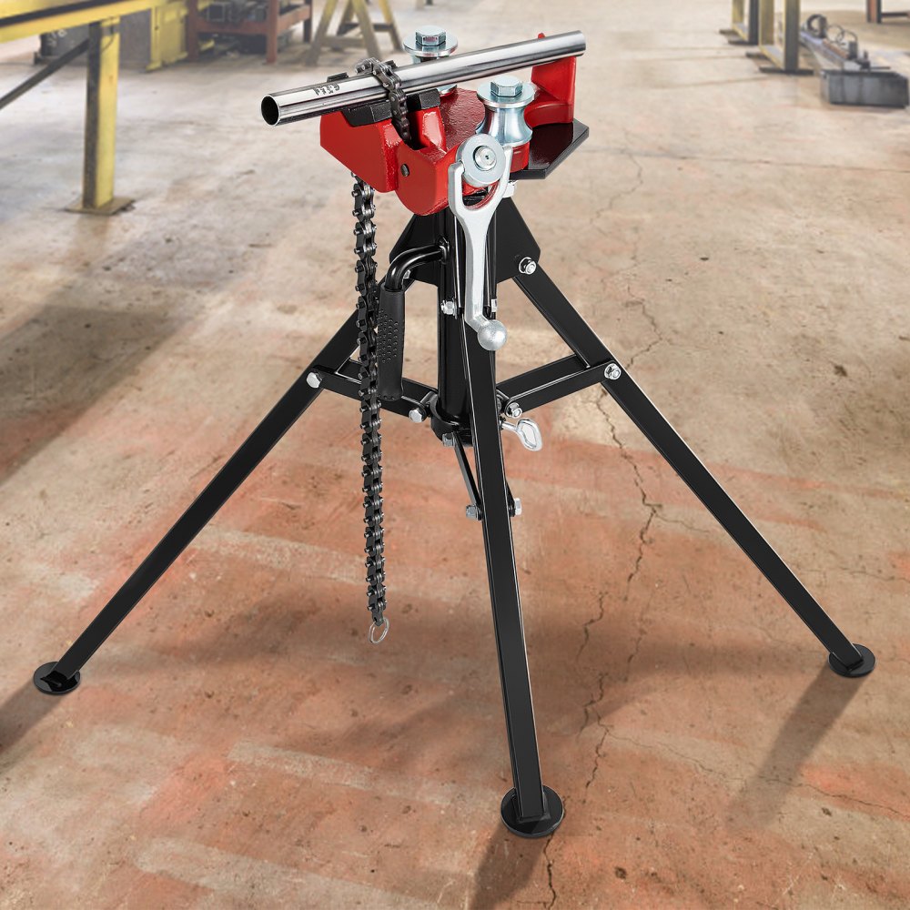 VEVOR Tripod Pipe Chain Vise, 1/8"-5" Pipe Capacity, 36.4" Length Chain Vise Stand with Portable Folding Steel Legs