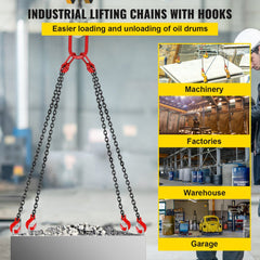 VEVOR Chain Sling, 5/16 inch x 5 ft Lifting Chains with Hooks, G80 Engine Chain Hoist Lifts, 11000 lbs/5 Ton Capacity