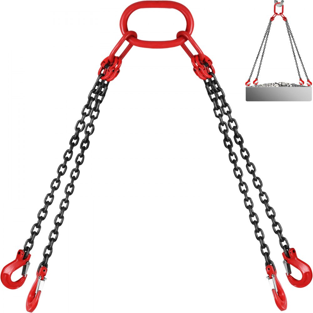 VEVOR Chain Sling, 5/16 inch x 5 ft Lifting Chains with Hooks, G80 Engine Chain Hoist Lifts, 11000 lbs/5 Ton Capacity