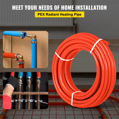 VEVOR 1000Ft PEX Tubing Pipe 1/2" PEX Tubing Oxygen Barrier Radiant Floor PEX Pipe Radiant Heat Floor Heating Plumbing