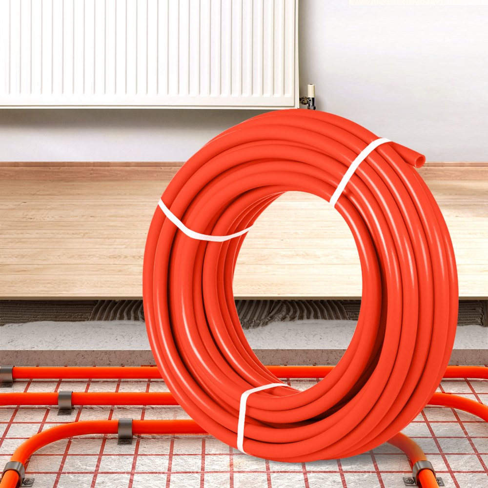 VEVOR 1000Ft PEX Tubing Pipe 1/2" PEX Tubing Oxygen Barrier Radiant Floor PEX Pipe Radiant Heat Floor Heating Plumbing