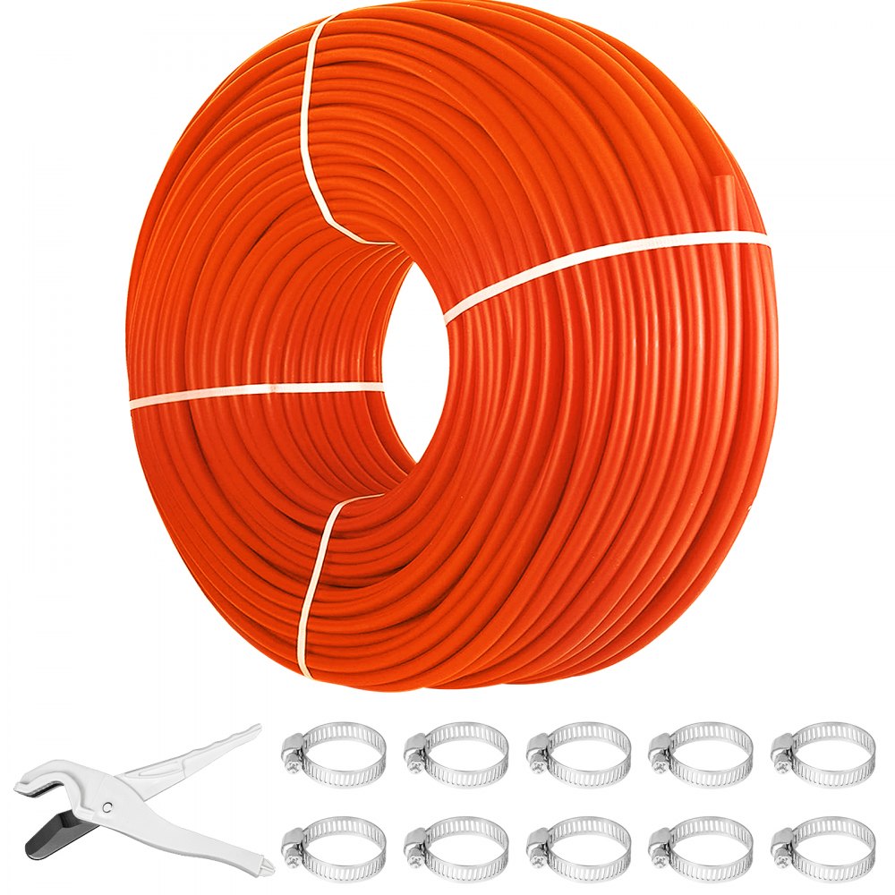 VEVOR 1000Ft PEX Tubing Pipe 1/2" PEX Tubing Oxygen Barrier Radiant Floor PEX Pipe Radiant Heat Floor Heating Plumbing