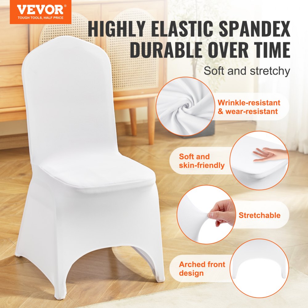VEVOR Stretch Spandex Folding Chair Covers, Universal Fitted Arched Front Cover, Removable Washable Protective