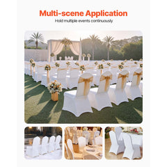 VEVOR 100 Pcs White Chair Covers Polyester Spandex Chair Cover Stretch Slipcovers for Wedding Party Dining Banquet