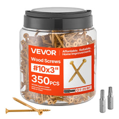 VEVOR Wood Screws 350 PCS, #10 x 3-Inch Anti-Rust Coated, Exterior Deck Screw Torx/T25 Star Drive, Metal Rust-Resistant