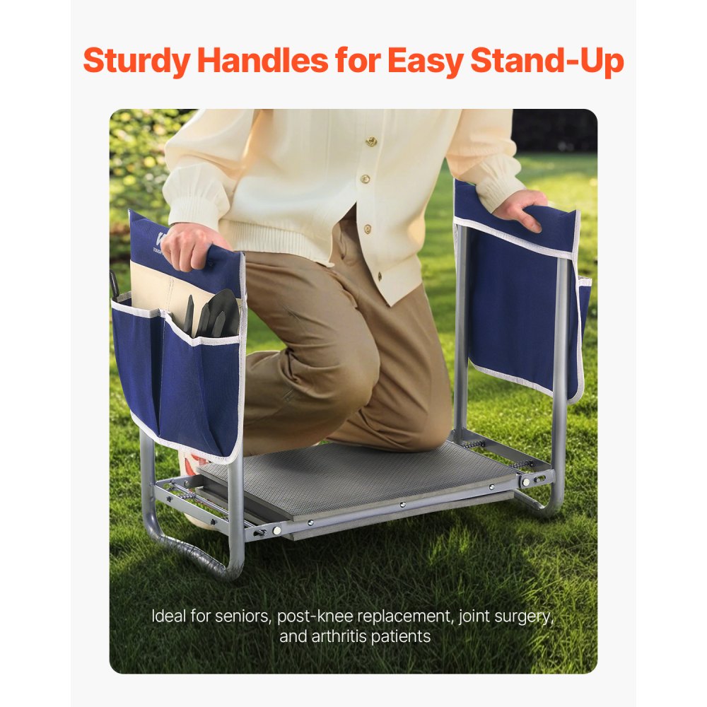 VEVOR Garden Kneeler and Seat, 11 in Wide Kneeling Pad, Heavy Duty Garden Kneeling Stool, Folding Garden Seat with 2