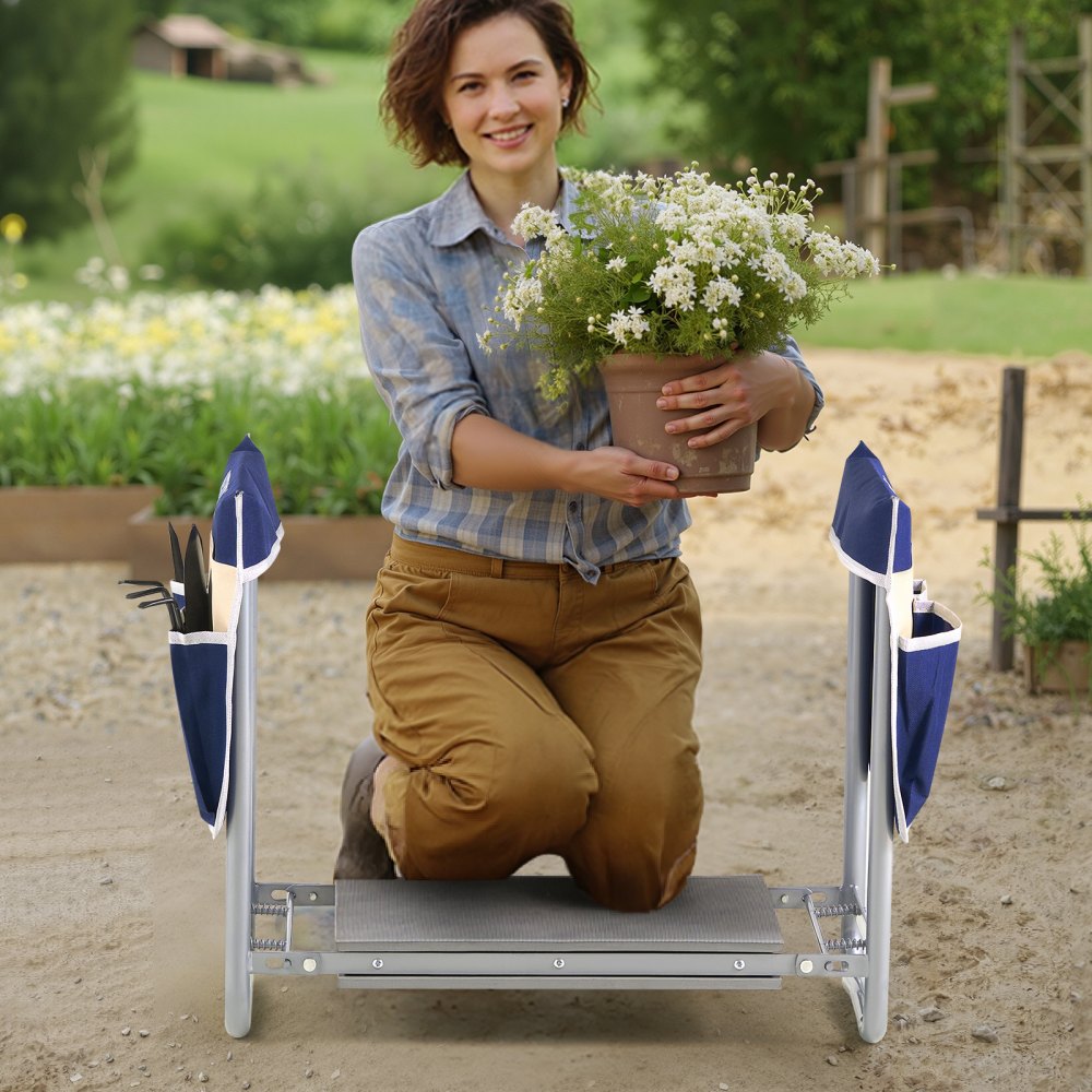 VEVOR Garden Kneeler and Seat, 11 in Wide Kneeling Pad, Heavy Duty Garden Kneeling Stool, Folding Garden Seat with 2