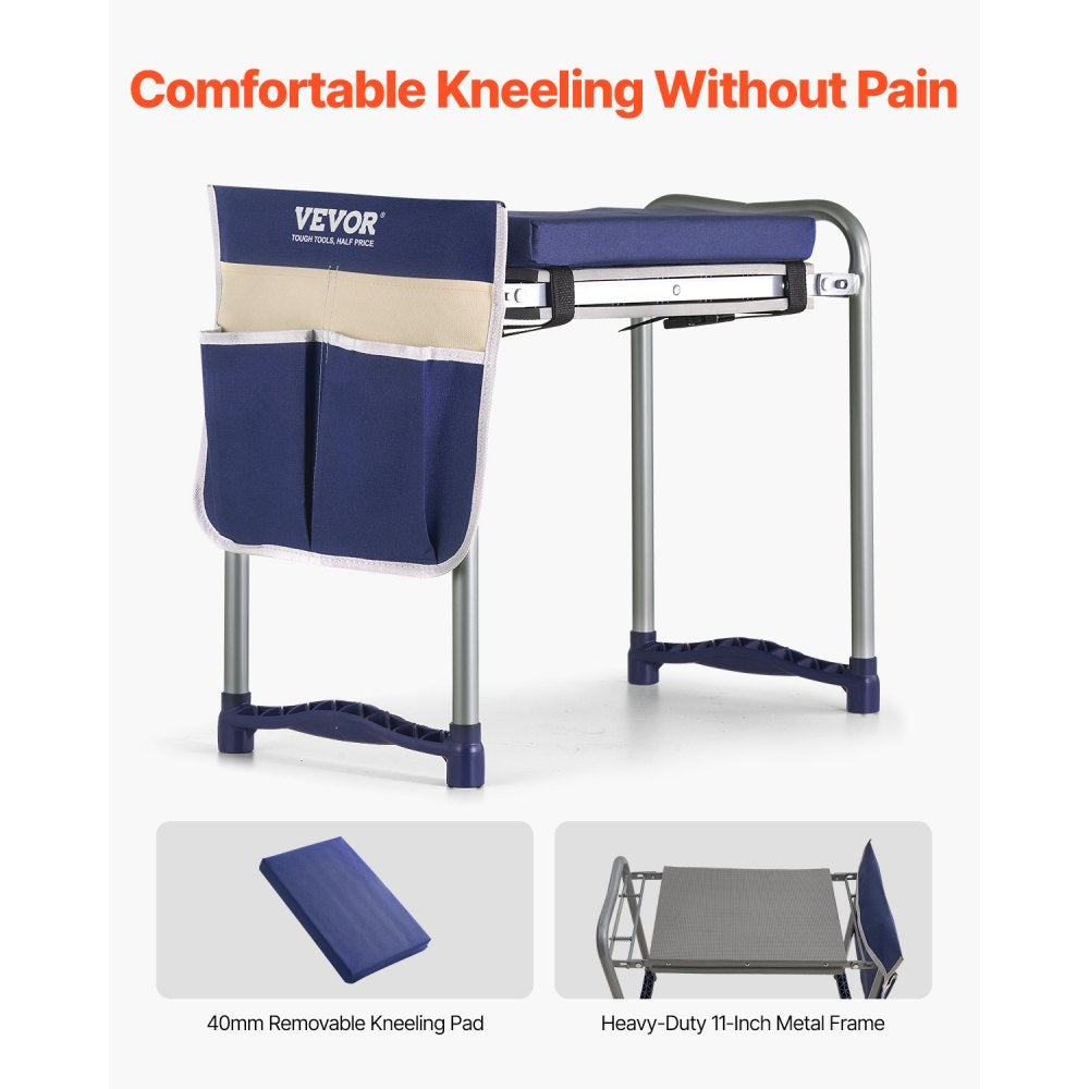 VEVOR Garden Kneeler and Seat, 11 in Wide Thick Kneeling Pad, Heavy Duty Garden Kneeling Stool, Folding Garden Seat