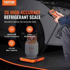 VEVOR Refrigerant Scale 110 LBS HAVC Charging Recovery Freon Scale, with Wired Remote Control, 2g High Precision