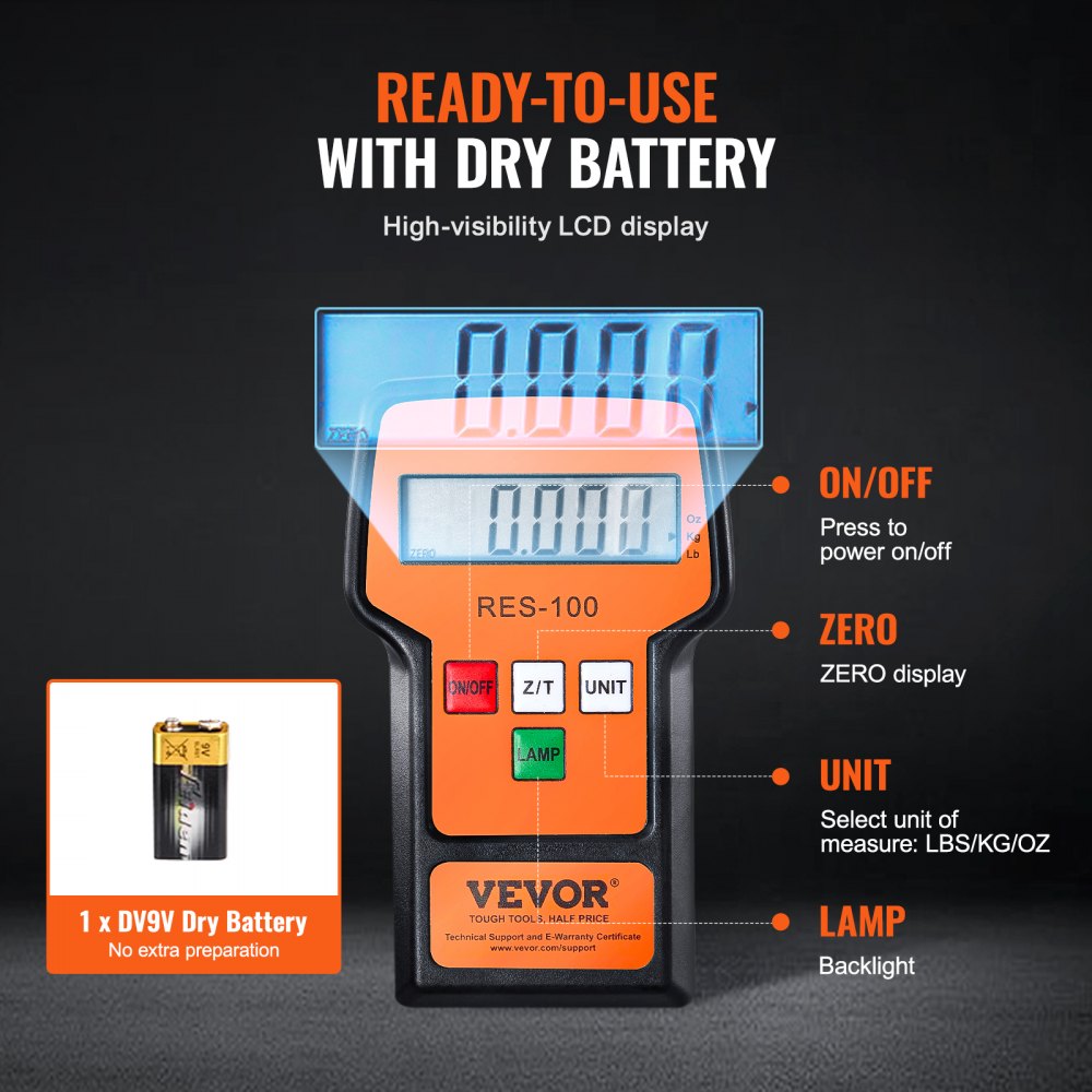 VEVOR Refrigerant Scale 110 LBS HAVC Charging Recovery Freon Scale, with Wired Remote Control, 2g High Precision