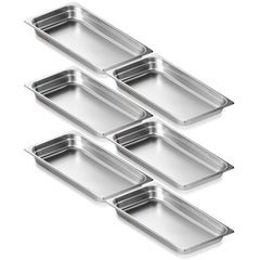 VEVOR 6 Pack Hotel Pans, Full Size Anti-Jam Steam Pan, 0.8mm Thick Stainless Steel Restaurant Steam Table Pan, 2.5-Inch