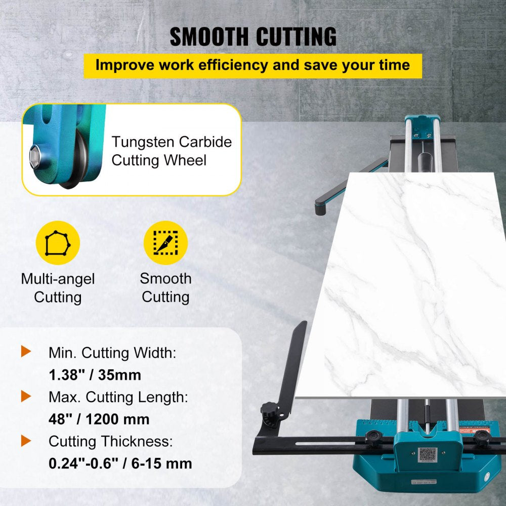 VEVOR Manual Tile Cutter 48"/1200mm Cutting Machine w/ Laser Guide for Ceramic