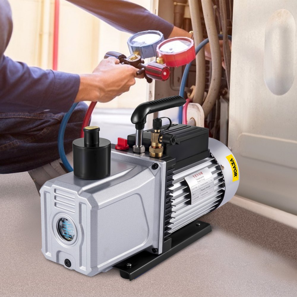 VEVOR Vacuum Pump 12CFM 1 HP Single Stage Air Conditioning Vacuum Pump 110V 5PA Ultimate Vacuum Refrigerant HVAC Air