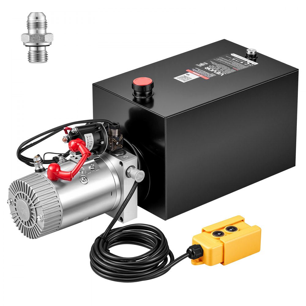 VEVOR 15 Quart Hydraulic Pump, Single Acting Dump Trailer Pump, 3200PSI Max Relief Pressure, 0.91 GPM Flow Rate, DC12V