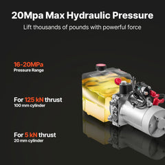 VEVOR 4 Quart Hydraulic Power Unit, Single Acting Dump Trailer Pump, 3200 PSI Max Relief Pressure & 0.91 GPM Flow Rate