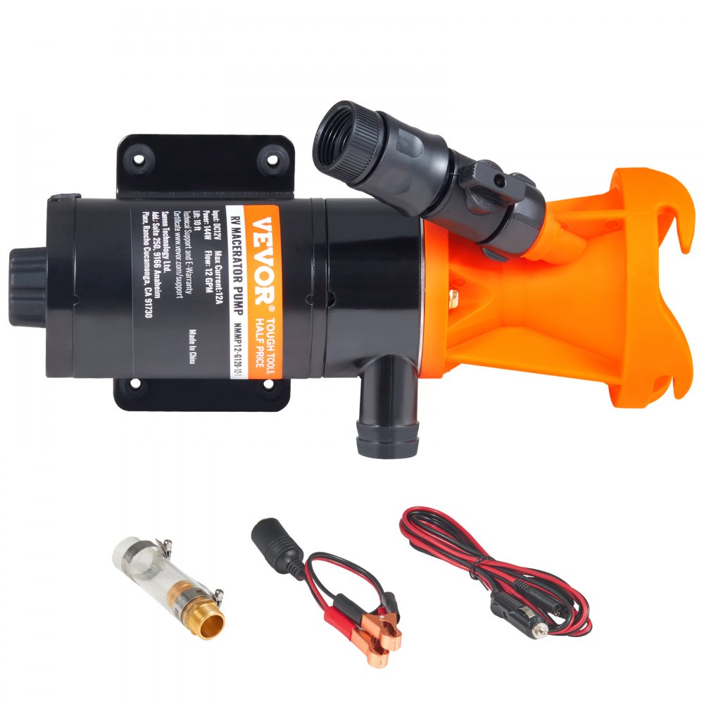 VEVOR RV Portable Macerator Pump, 12V, 12GMP Quick Release RV Waste Pump, RV Sewage Sewer Pump with Detachable Quick