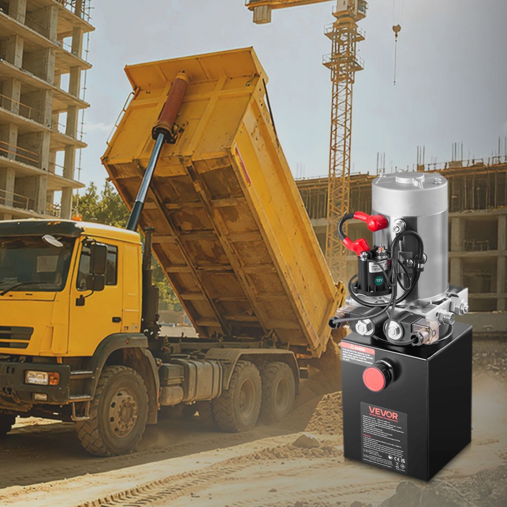VEVOR 4 Quart Hydraulic Power Unit, Double Acting Dump Trailer Pump, 3200 PSI Max Relief Pressure & 0.91 GPM Flow Rate