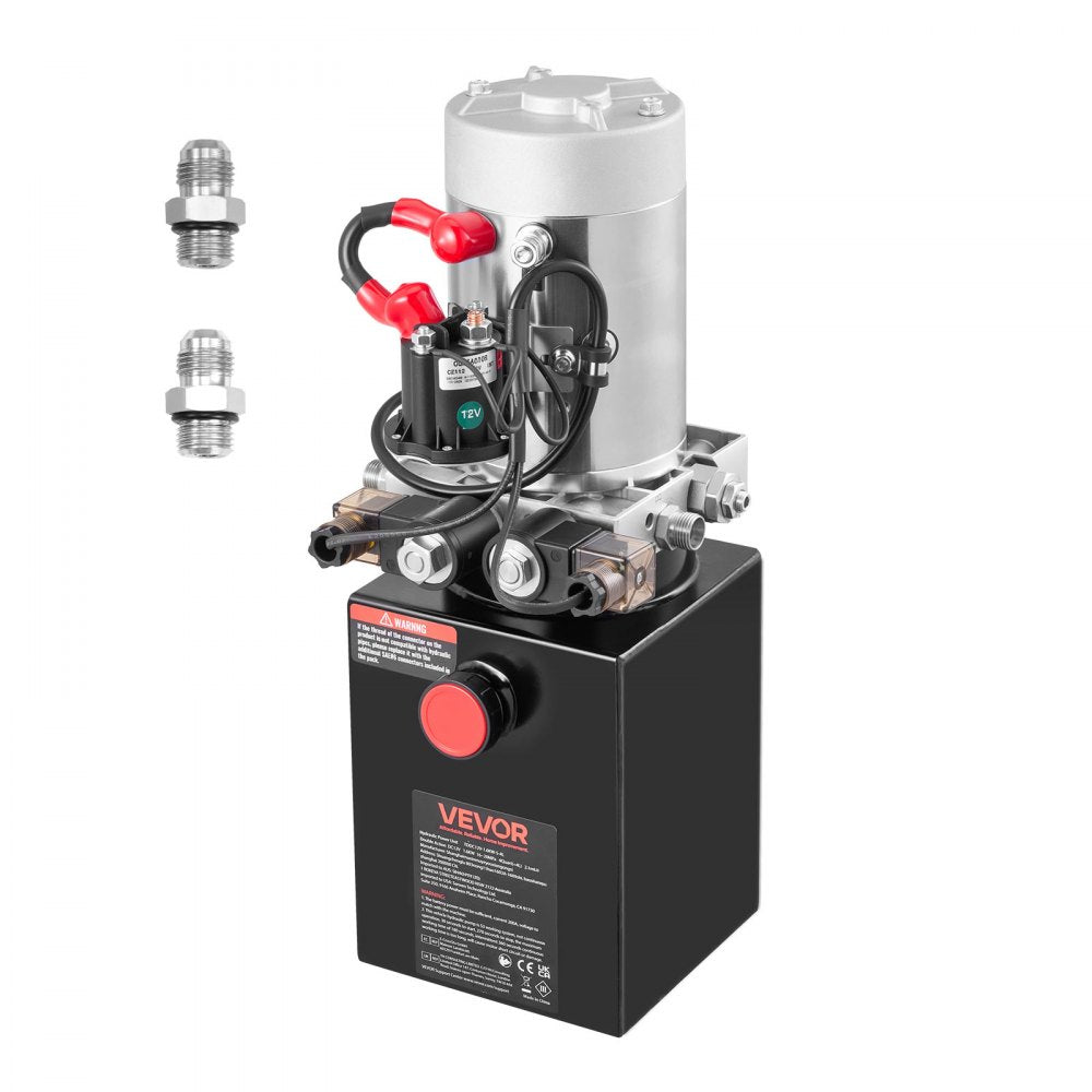VEVOR 4 Quart Hydraulic Power Unit, Double Acting Dump Trailer Pump, 3200 PSI Max Relief Pressure & 0.91 GPM Flow Rate