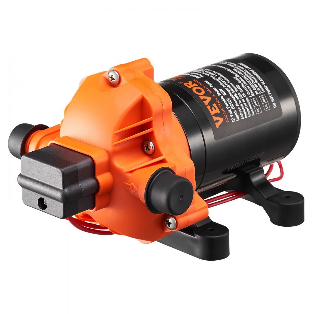 VEVOR 12V Diaphragm Pump 1.8 GPM (6.81 L/min) 3-Chamber DC Water Pump, for RV Yacht Food Truck Camper Marine, with