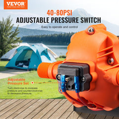 VEVOR 12V Diaphragm Pump, 3 GPM (11.36 L/min), 3-Chamber 12 Volt DC Water Pump with Automatic Pressure Switch 40-100