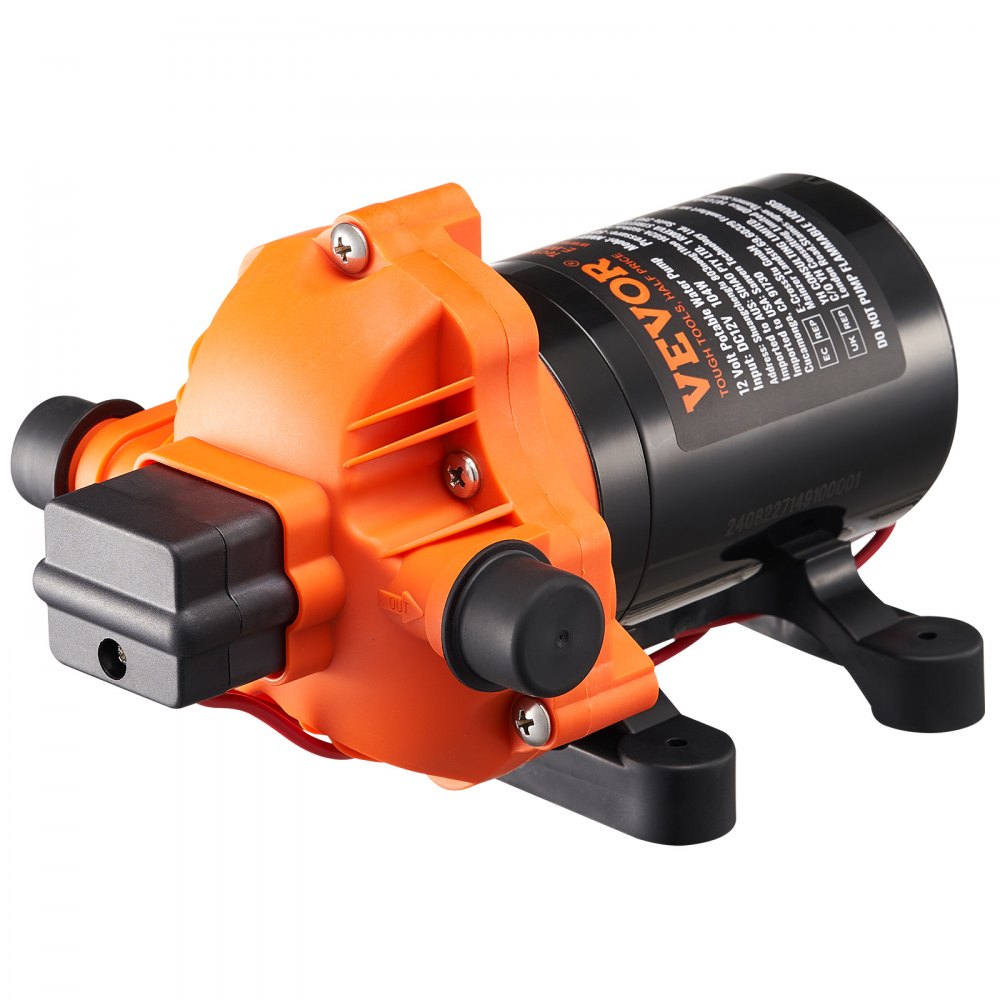 VEVOR 12V Diaphragm Pump 3.5 GPM (13.25 L/min) 3-Chamber DC Water Pump, for RV Yacht Food Truck Camper Marine, with