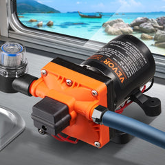 VEVOR 12V Diaphragm Pump, 3 GPM (11.36 L/min), 4-Chamber 12 Volt DC Water Pump with Automatic Pressure Switch 40-100