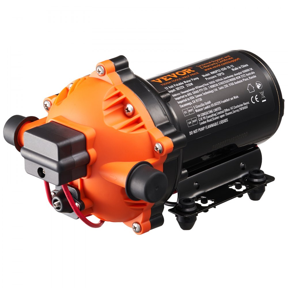 VEVOR 12V Diaphragm Pump 5 GPM (18.93 L/min) 5-Chamber 12Volt DC Water Pump, for RV Yacht Food Truck Camper Marine