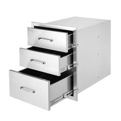 VEVOR 18x23 Inch Outdoor Kitchen Stainless Steel Triple Access BBQ Drawers with Chrome Handle, 18 x23 x 23 Inch