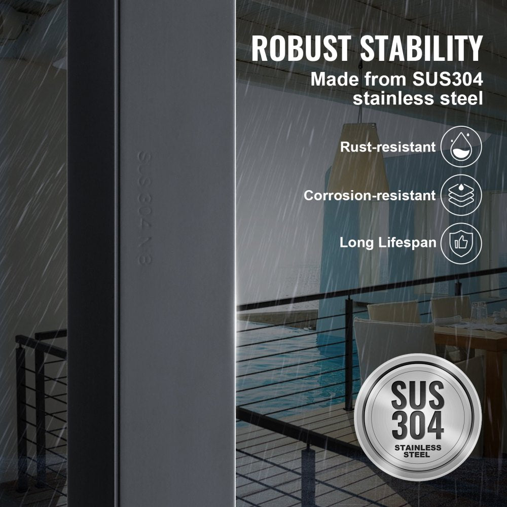 VEVOR Cable Support Post, 36" Height, 2" Width, Steel Construction, No Pre-drilled Holes, Made of Durable SUS304