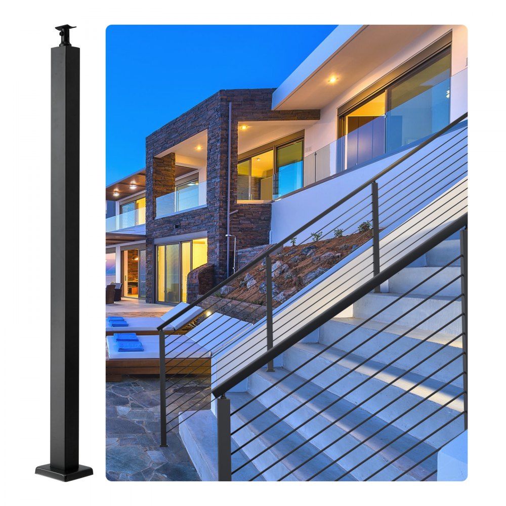 VEVOR Cable Support Post, 36" Height, 2" Width, Steel Construction, No Pre-drilled Holes, Made of Durable SUS304