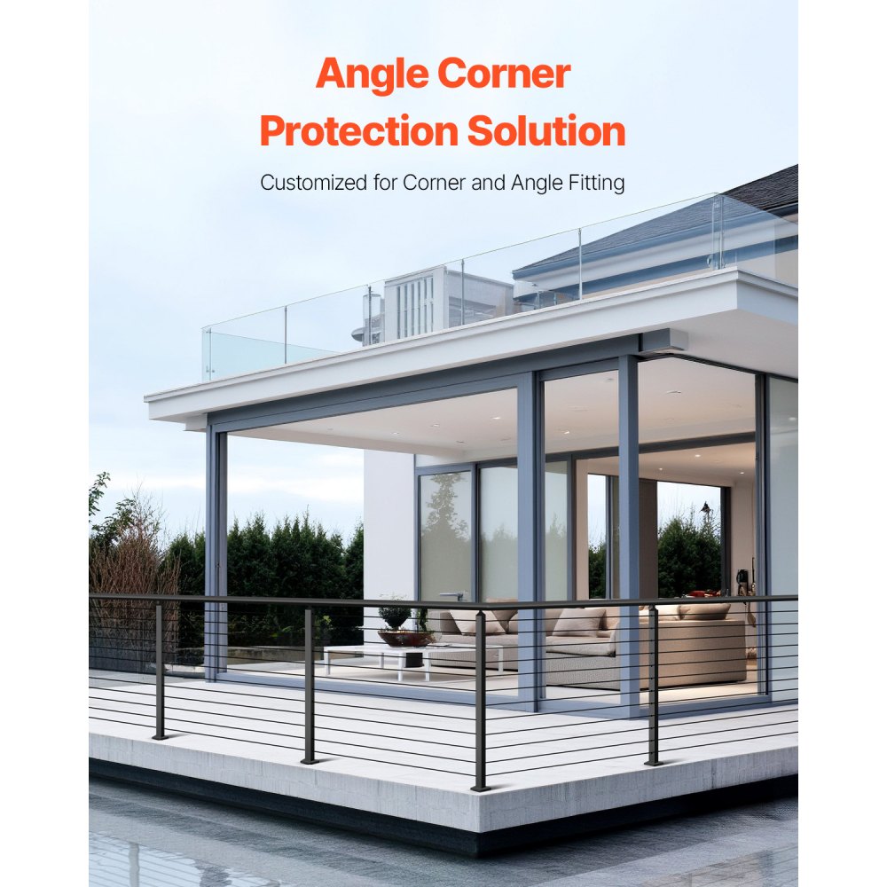 VEVOR Cable Railing Post, 42x2x2 Inch Corner Railing Post, with L-Shaped Pre-Drilled Holes, Stainless Steel Cable Rail