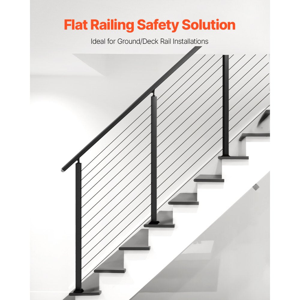 VEVOR Cable Railing Post, 42x2x2 Inch Stair Railing Post, with Pre-Drilled 30° Angled Holes, Stainless Steel Cable Rail