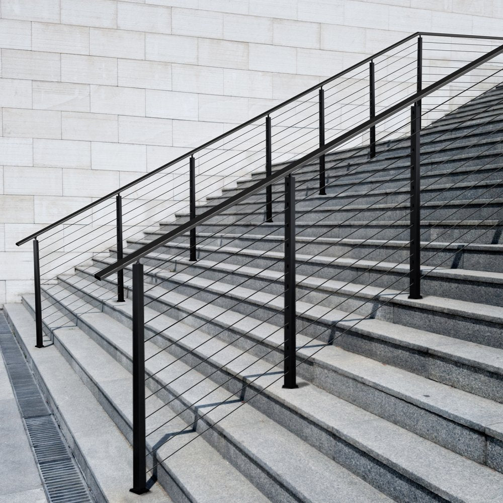 VEVOR Cable Railing Post, 42x2x2 Inch Stair Railing Post, with Pre-Drilled 30° Angled Holes, Stainless Steel Cable Rail