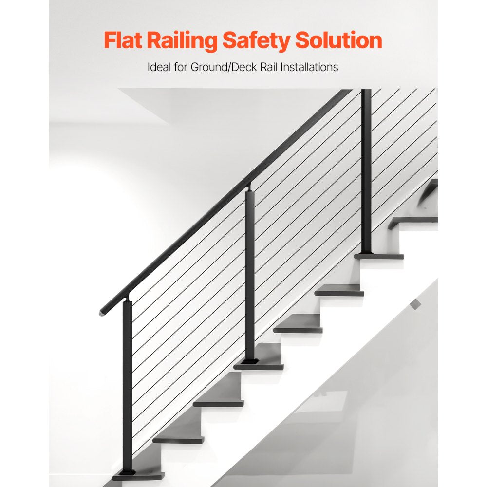 VEVOR Cable Railing Post, 36x1x2 Inch Stair Railing Post, with Pre-Drilled 30° Angled Holes, Stainless Steel Cable Rail