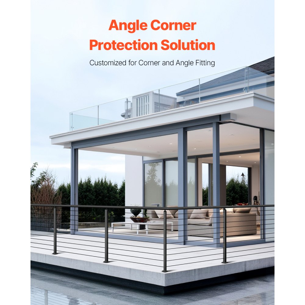 VEVOR Cable Railing Post, 36x1x2 Inch Corner Railing Post, with L-Shaped Pre-Drilled Holes, Stainless Steel Cable Rail
