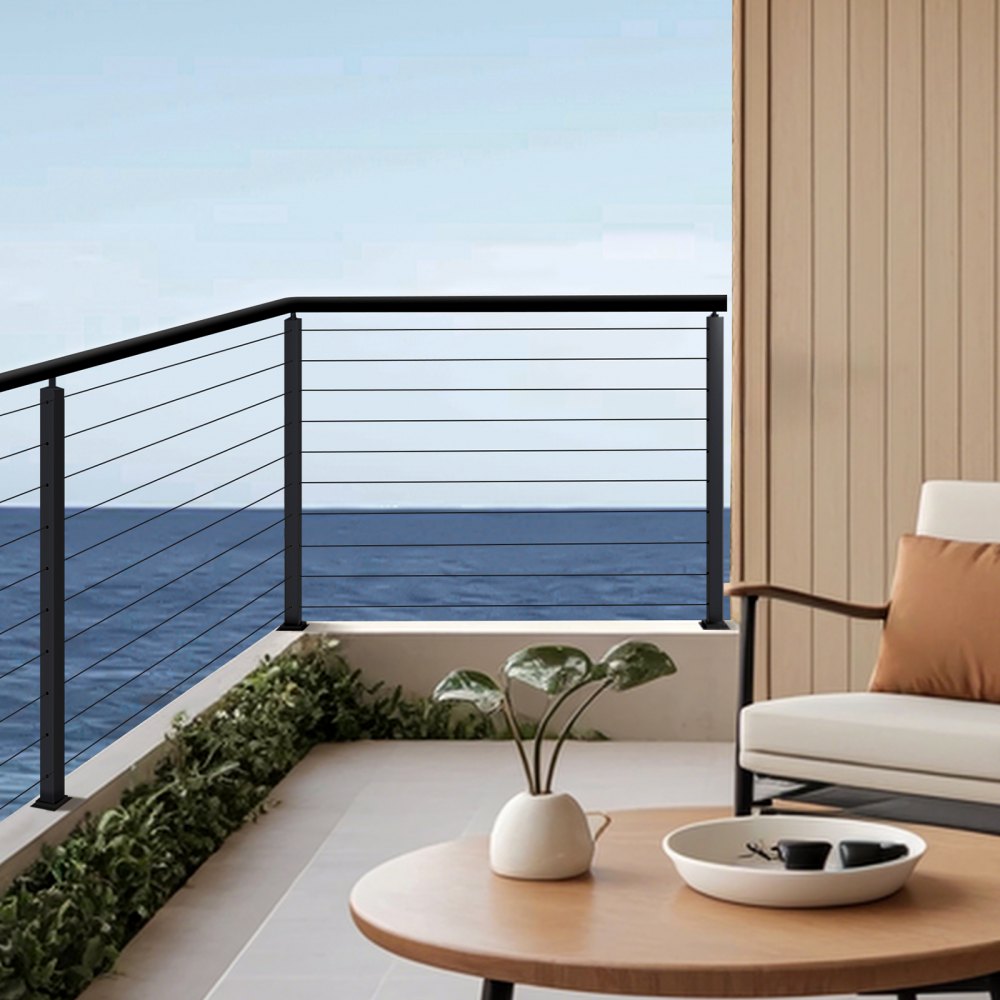 VEVOR Cable Railing Post, 36x2x2 Inch Corner Railing Post, with L-Shaped Pre-Drilled Holes, Stainless Steel Cable Rail