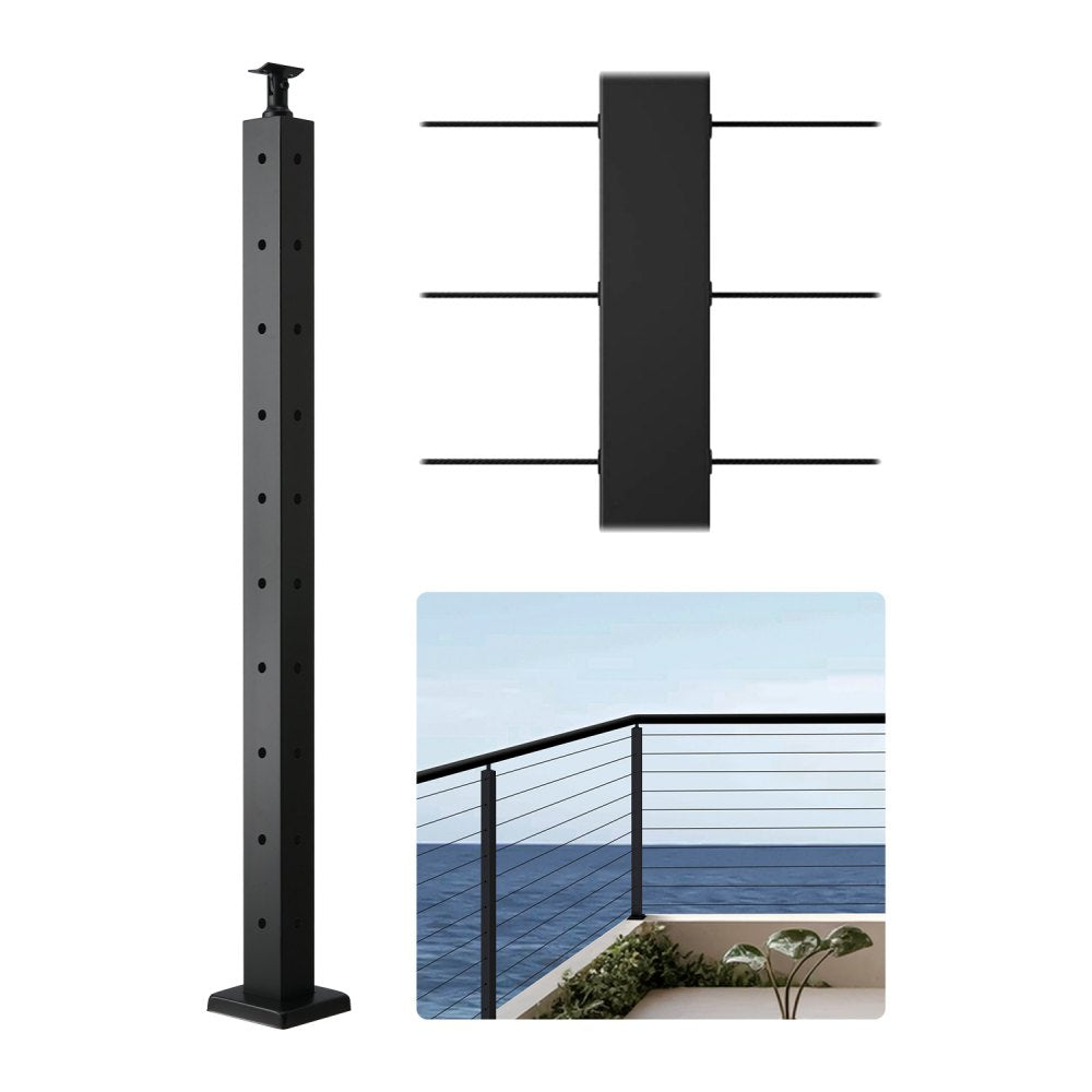 VEVOR Cable Railing Post, 36x2x2 Inch Corner Railing Post, with L-Shaped Pre-Drilled Holes, Stainless Steel Cable Rail