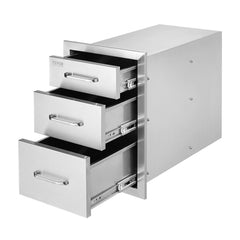 VEVOR Outdoor Kitchen Drawers 14" W x 20.3" H x 23" D, Flush Mount Triple Access BBQ Drawers Stainless Steel with
