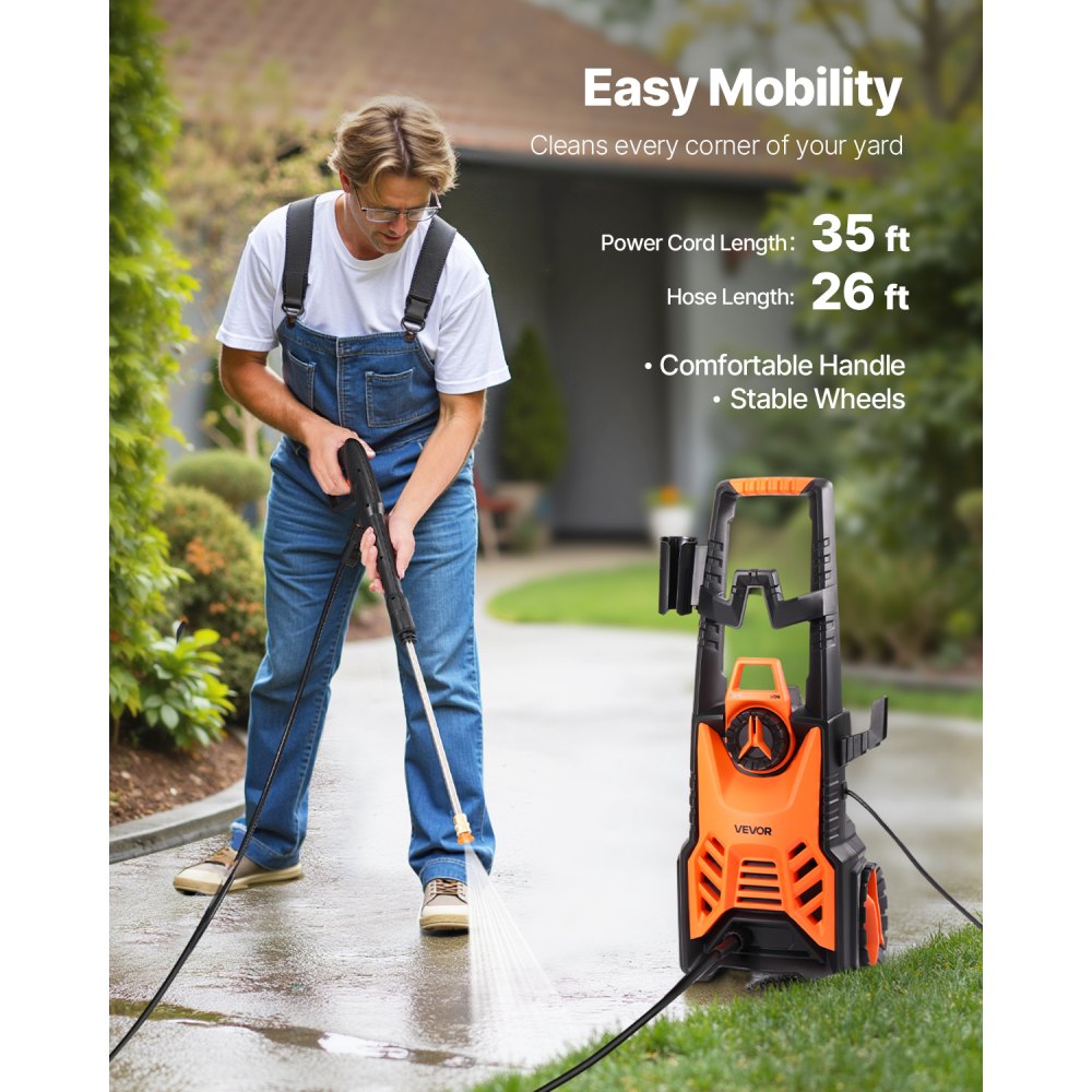 VEVOR Electric Pressure Washer, Max 4500 PSI and 3.2 GPM, High Power Pressure Cleaning Machine with 4 Quick Connect