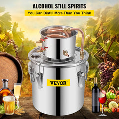 VEVOR Alcohol Still 3Gal/21L, Alcohol Distiller with Circulating Pump, Alcohol Still Copper Tube, Whiskey Distilling