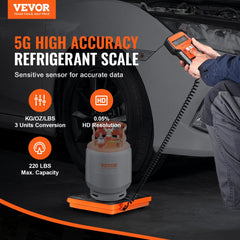 VEVOR Refrigerant Scale 220 LBS HAVC Charging Recovery Freon Scale, with Wired Remote Control, 5g High Precision
