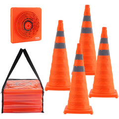 VEVOR Safety Cones, 4 Pack 28 inch Collapsible Traffic Cones, Construction Cones with Reflective Collars, Wide Base and