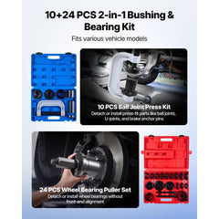 VEVOR Bearing Press Kit, 10+24 Pcs, 2 in 1 Ball Joint Press & Wheel Bearing Puller Kit, Race and Seal Driver Set with