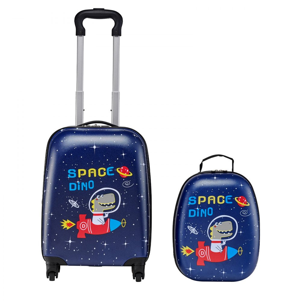 VEVOR Kids Luggage Set, 2 Piece, 18 Inch Hardside Rolling Wheels Suitcase with Hard-Shell Backpack, Dinosaur Kids Carry