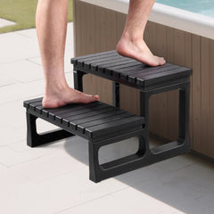 VEVOR Hot Tub Steps, 2-Step Spa Outdoor Stairs, Heavy Duty 23.6 inch Wide PP Above-Ground/Inflatable Pool Ladder with