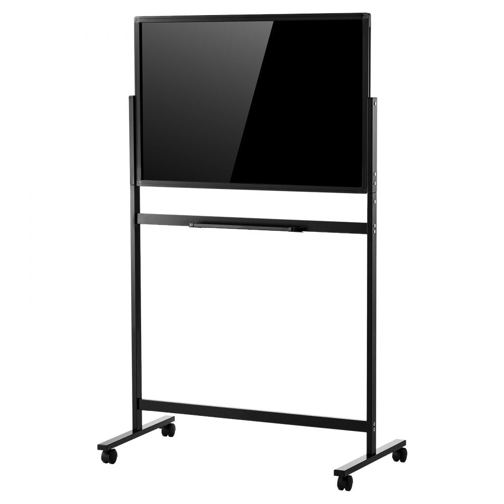 VEVOR Glass Dry Erase Board 35 x 23 in Magnetic Whiteboard with Base Black, Frameless, Mobile with Stand and Wheels