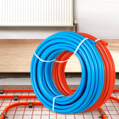 VEVOR Oxygen-Barrier PEX Tubing 300Ft Red + 300Ft Blue 1/2 Inch Radiant Floor PEX Pipe Radiant Heat Floor Heating
