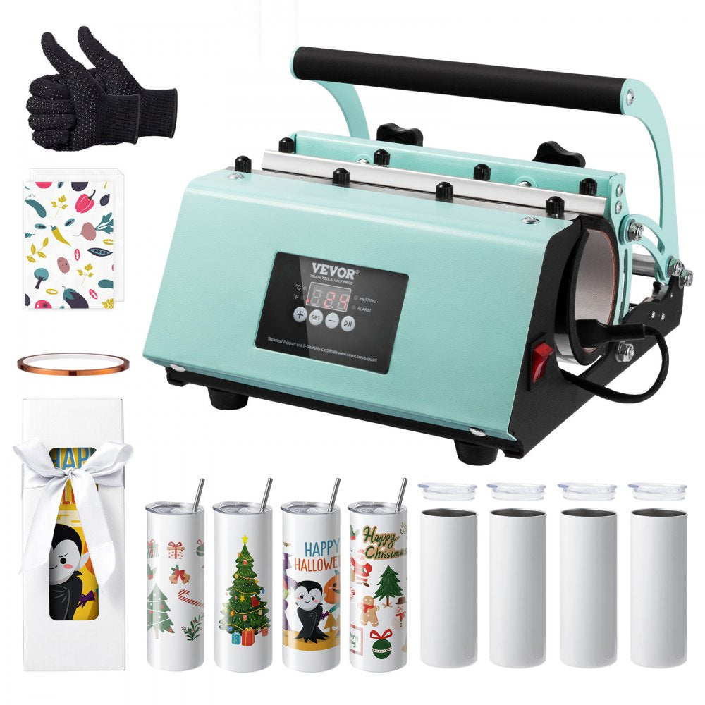 VEVOR Tumbler Heat Press Machine and Sublimation Tumblers, Tumbler Press Set with 8pcs 20OZ Blank Tumblers, Mug Press
