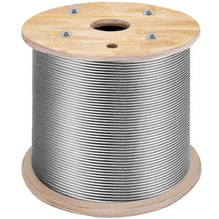 VEVOR 316 Stainless Steel Cable 1/8" 1x19 Steel Cable Wire Rope 150M/500FT Cable Railing Transport Wire Rope Cable for