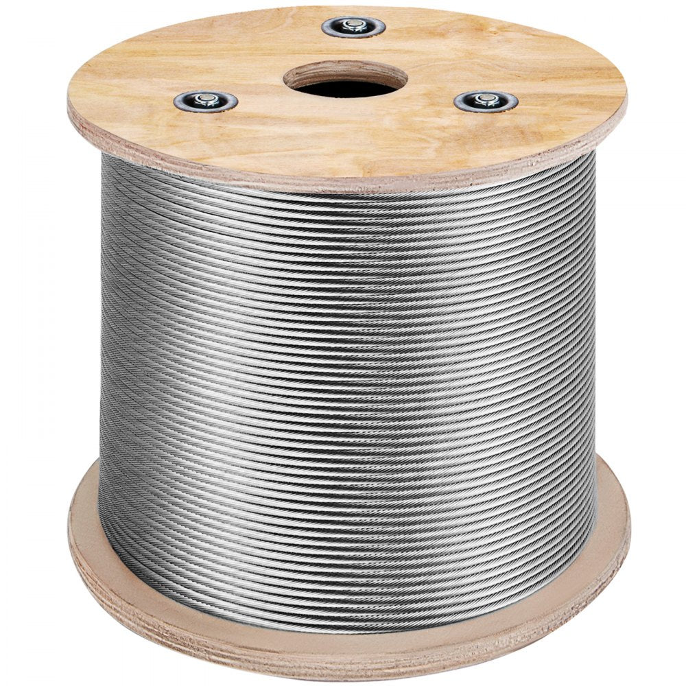 VEVOR T316 Stainless Steel Cable 1/8" 7x7 Steel Wire Rope Cable 500FT Cable Railing Transport Wire Rope Cable for